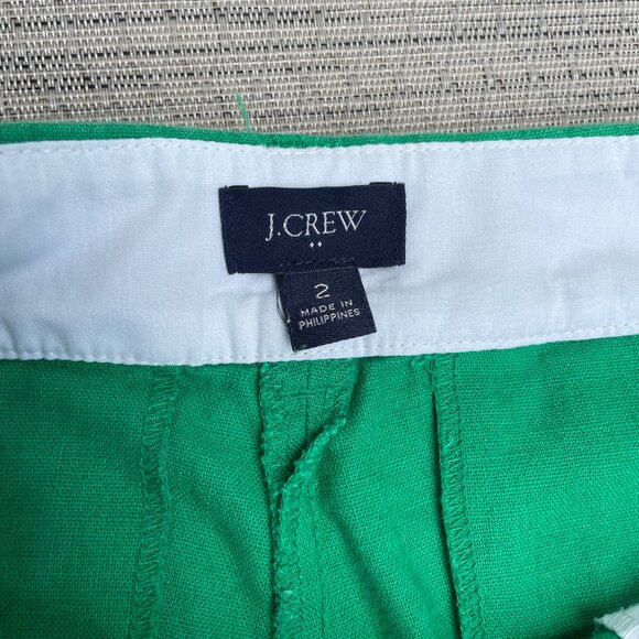 J CREW Women's Kelly Green Linen/Cotton Blend Scalloped Hem‎ Shorts Size 2 - Picture 6 of 8